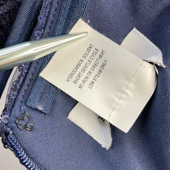 Rene Ruiz Collection Blue sequined ruched Knee Length Event Formal Dress 6 - Picture 15 of 15